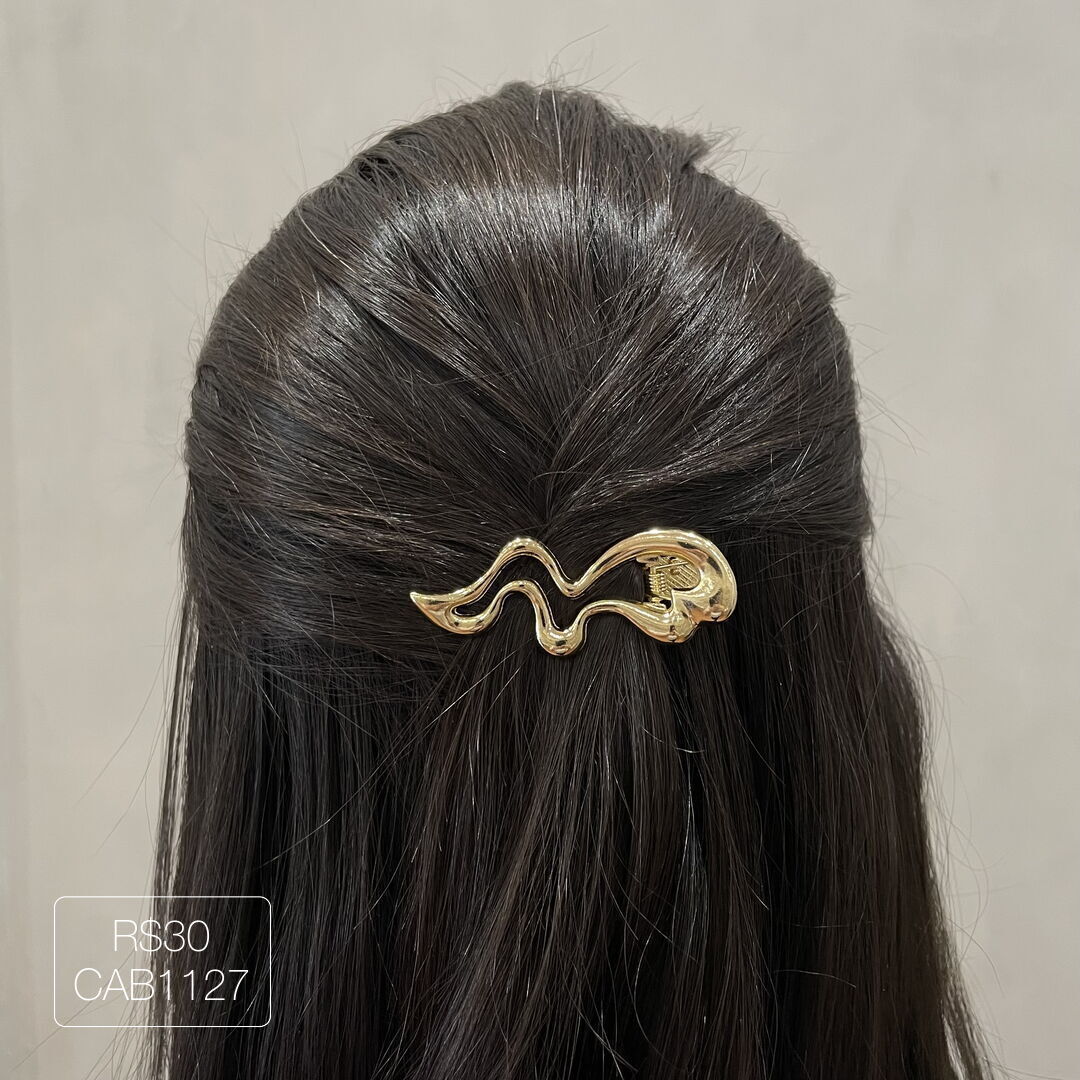 Hair Clip Orgânico ZigZag Liso Dourado